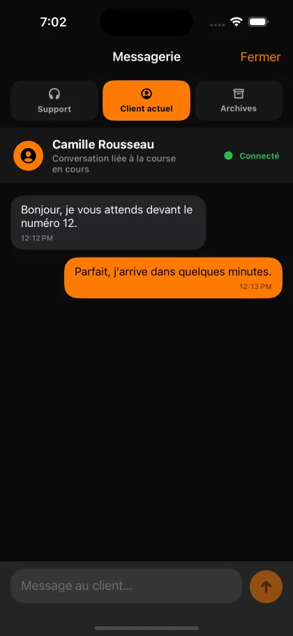Messagerie de Traxi Driver
